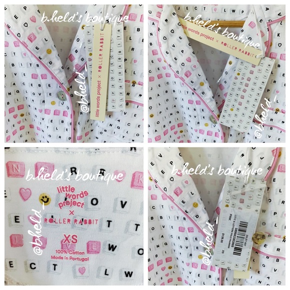 Roller Rabbit x Little Words Project Love & Letters Polo Pajamas Pink Sz XS NWT - Picture 4 of 16